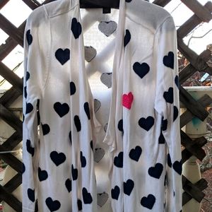 Vintage Tunic Kimono Heart Print Cardigan Sweater